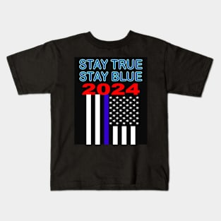 Back the Blue Flag shirt, Stay True, Stay Blue Kids T-Shirt